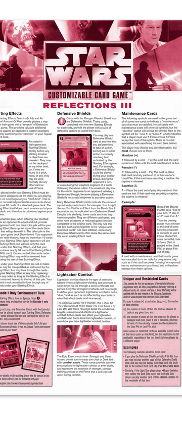 Reflections III rules supplement front