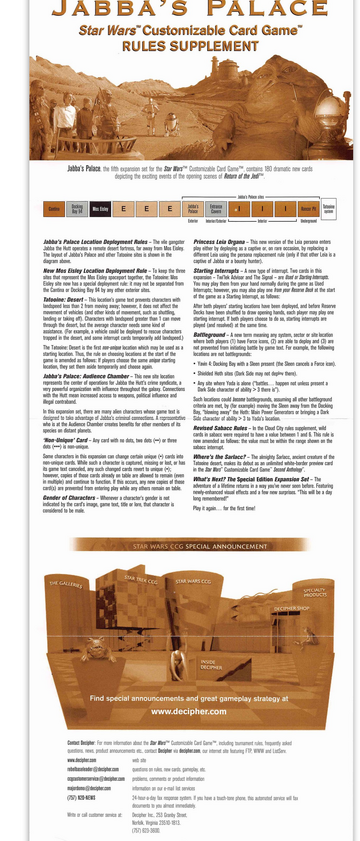 Jabba's Palace Limited rules supplement front