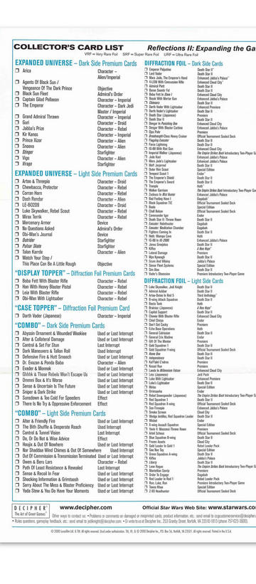 Reflections II rules supplement back