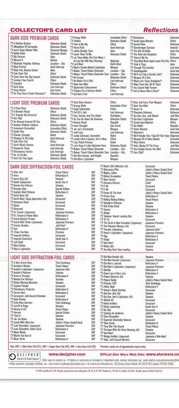 Reflections III rules supplement back