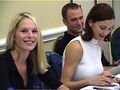 Michonne Bourriague and Shannon Baksa at the guest table (6 October)